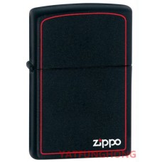 Zippo 紅邊黑啞漆與商標火機 (218ZB)