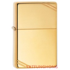 Zippo 復古版裝飾斜線鏡面黃銅火機