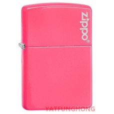 Zippo 瑩光粉紅與商標火機(28886ZL)